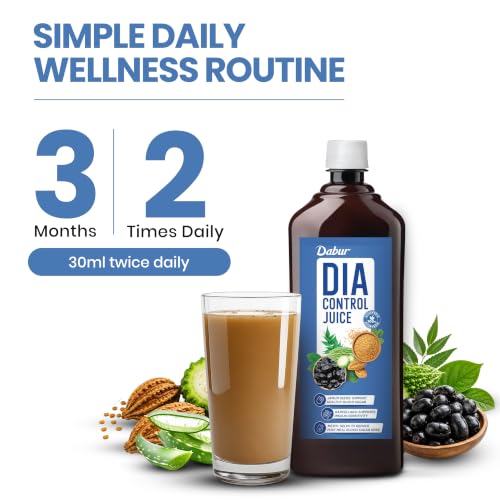 Image of Dabur Dia Control Juice - 1L | Clinically Proven Diabetic Care | Supports Healthy Blood Sugar Levels & Insulin Sensitivity | Reduces Post Meal Sugar Spikes | Amla, Karela, Jamun, Triphala & More