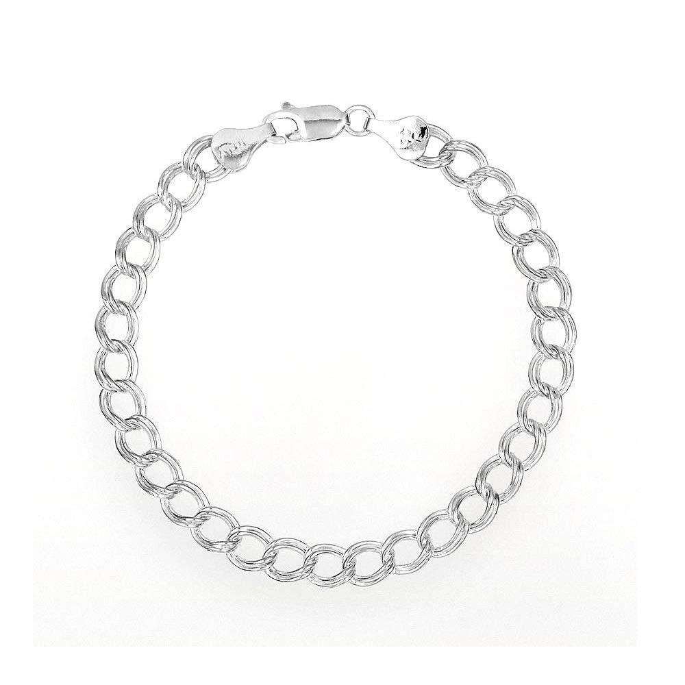 Pori Jewelers925 Sterling Silver Italian Charm Link Chain Bracelet for Men and Women - Multiple (8)