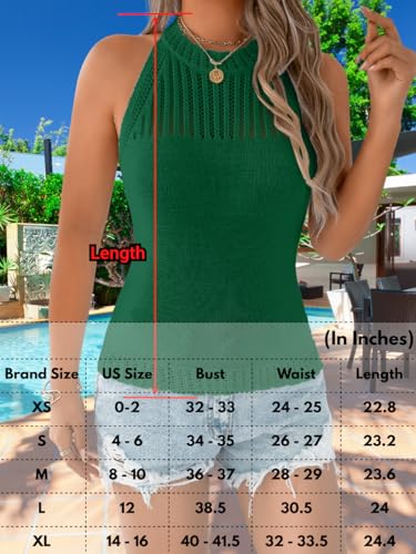 Image of ChiaoLezhee Women's Summer Knit Tank Tops, Racerback High Neck Lightweight Sweater Vest, Dressy Casual Outfits