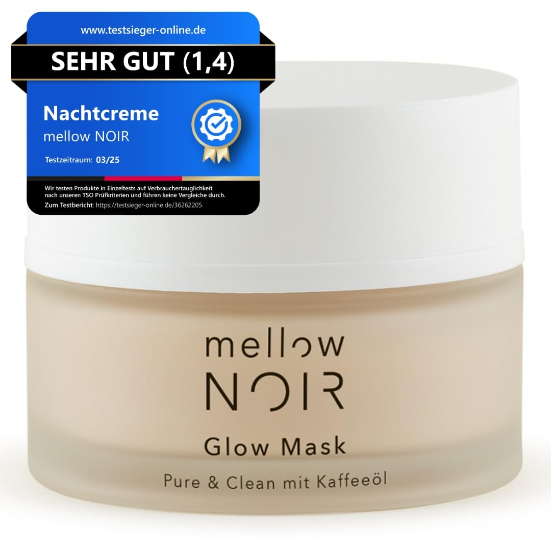 Mellow NOIR Glow Mask 50ml | tägliche Nachtcreme für eine ebenere Haut | Reduziert sichtbare Poren & Rötungen mit spürba