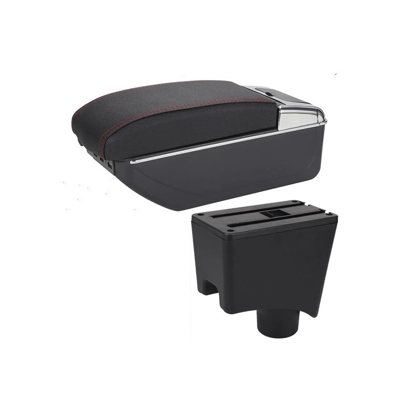 OOPUHKSY Armrest Storage Box For Nissan For Almera G15 Armrest Storage Box Car Accessories Car Armrest Box(B1 Black red 7USB)