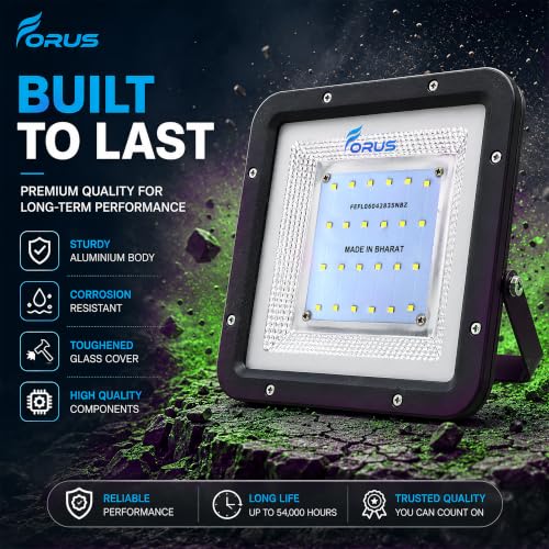 Image of Forus 20W LED Flood Light, Green Light, 4-Year Warranty, IP67 Waterproof Outdoor Lighting, High Mast Halogen Focus Light for Factory, Garage, Parking, Garden, Shop, Warehouse, Tent, Warehouse, 1PC
