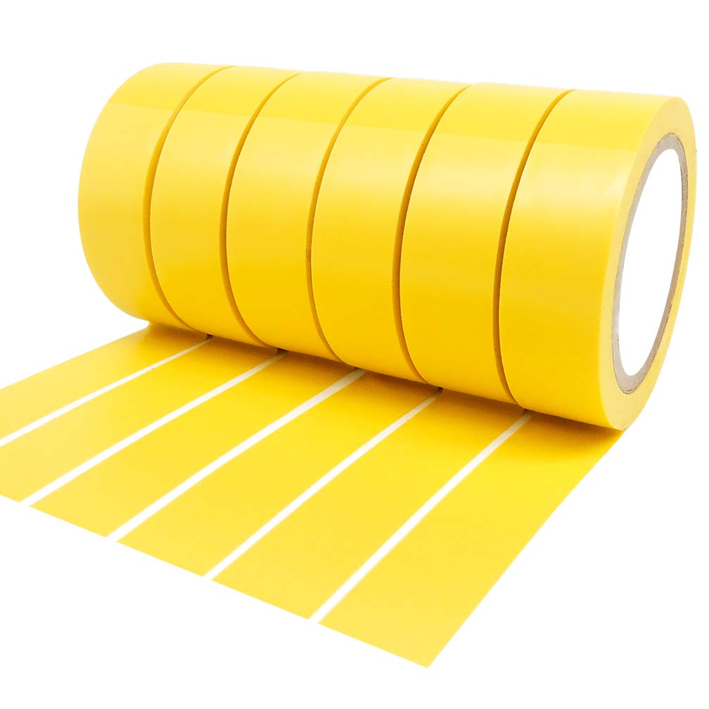 ALBOYIYellow Electrical Tape 6 Rolls, 17mm x 9m Self Adhesive PVC Insulation Gaffer Tape for Insulating, Repairing and Protecting Wires