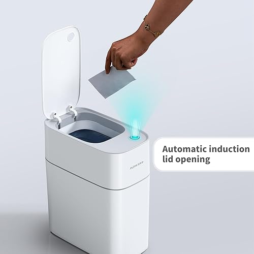 Miniatura 22 de JOYBOS Botes de basura para baño, cubo de basura de absorción con tapa tipo prensa, cubo de basura estrecho de plástico delgado a prueba de perros