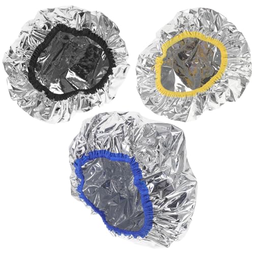 MUSISALY 3pc Deep Conditioning Hair Cap Heat Cap for Hair Treatments Spa Shower Cap Hair Dye Cap Salon Supplies Tin Foil h