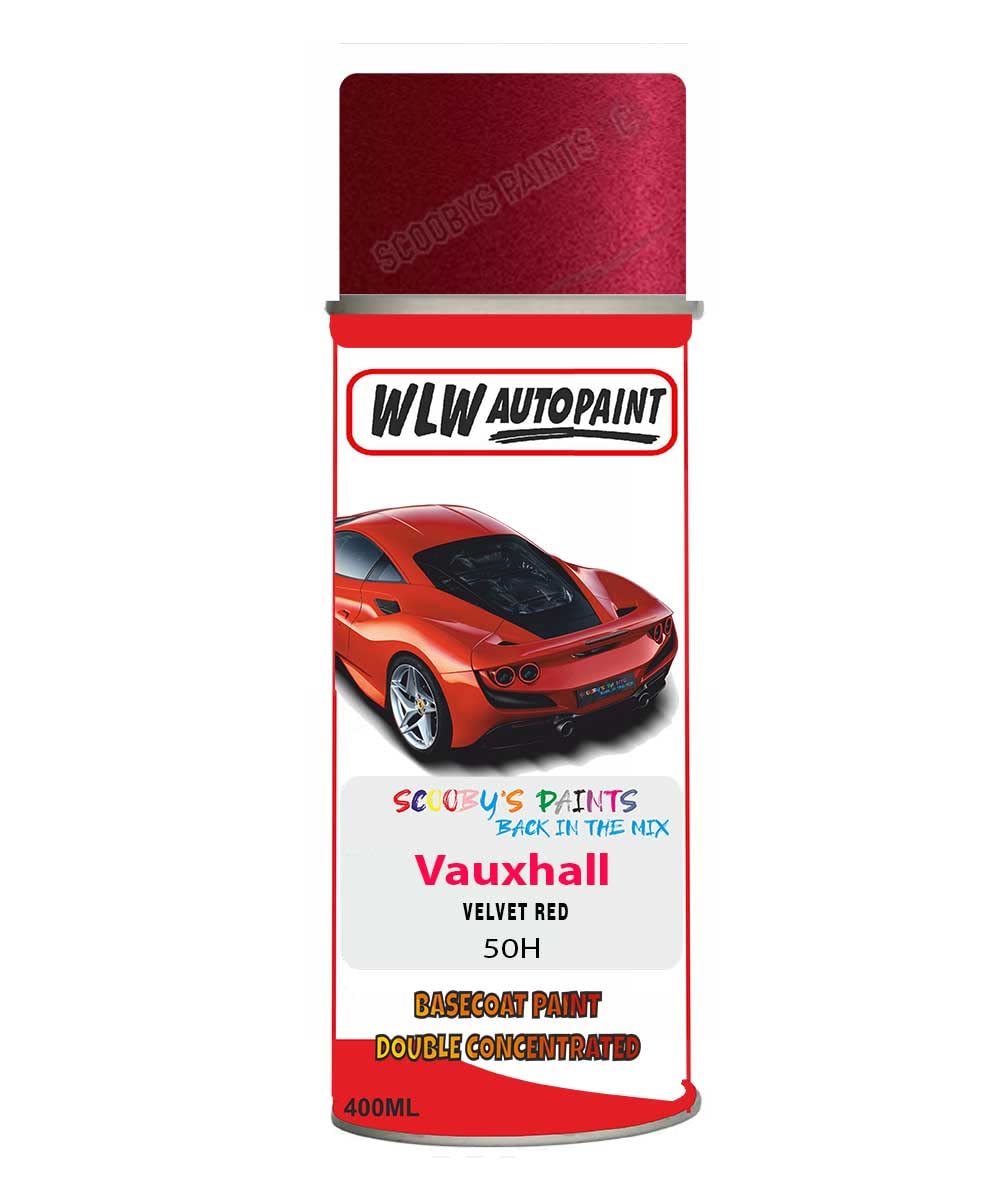 SCOOBYS PAINTS BACK IN THE MIX Basecoat Aerosol Spray Paint For Vauxhall Mokka Velvet Red 2010-2019 Code 50H