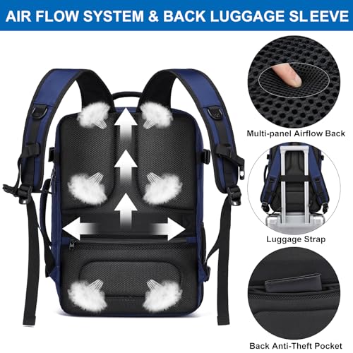 Image of Travel Backpack for Men,Carry On Backpack with Shoe Pouch, TSA 15.6 inch Laptop Back Pack Flight Approved, College Gym Bag Casual Daypack for Weekender Business Hiking,Bookbag Travel Essentials,Blue