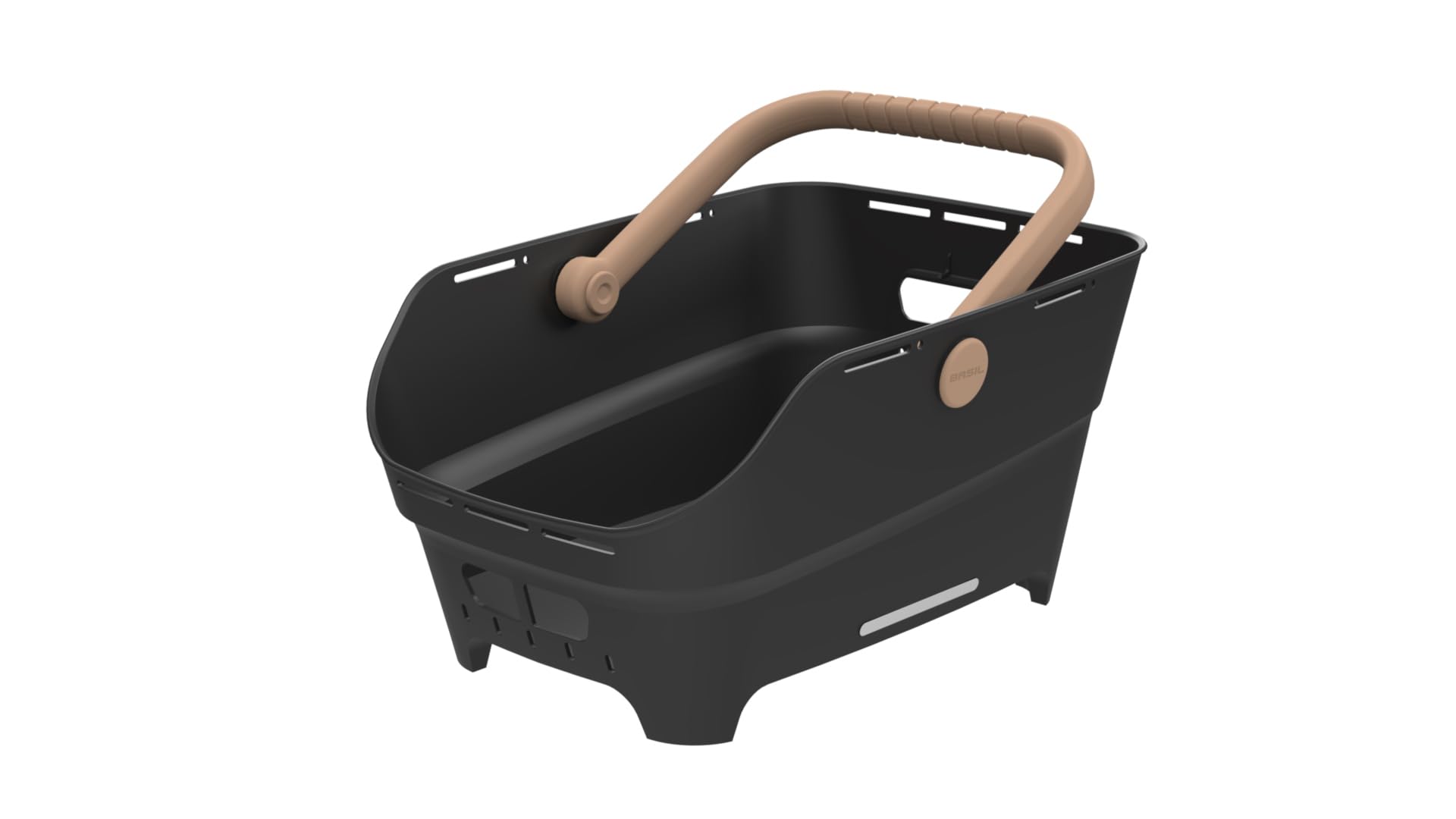 Basil Cento Neo MIK Rear Bicycle Basket Pannier Rack - 21 L - Made of Recycled Plastic - Reflective - 46.9 x 23.7 x 14.1 cm - Black