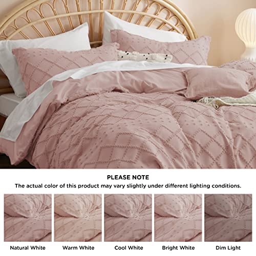 Bedsure Duvet Cover King Size - King Duvet Cover Set, Boho King Bedding Set For All Seasons, 3 Pieces Embroidery Shabby Chic Home Bedding Duvet Covers (Coral Pink, King, 104X90'') #TOP6