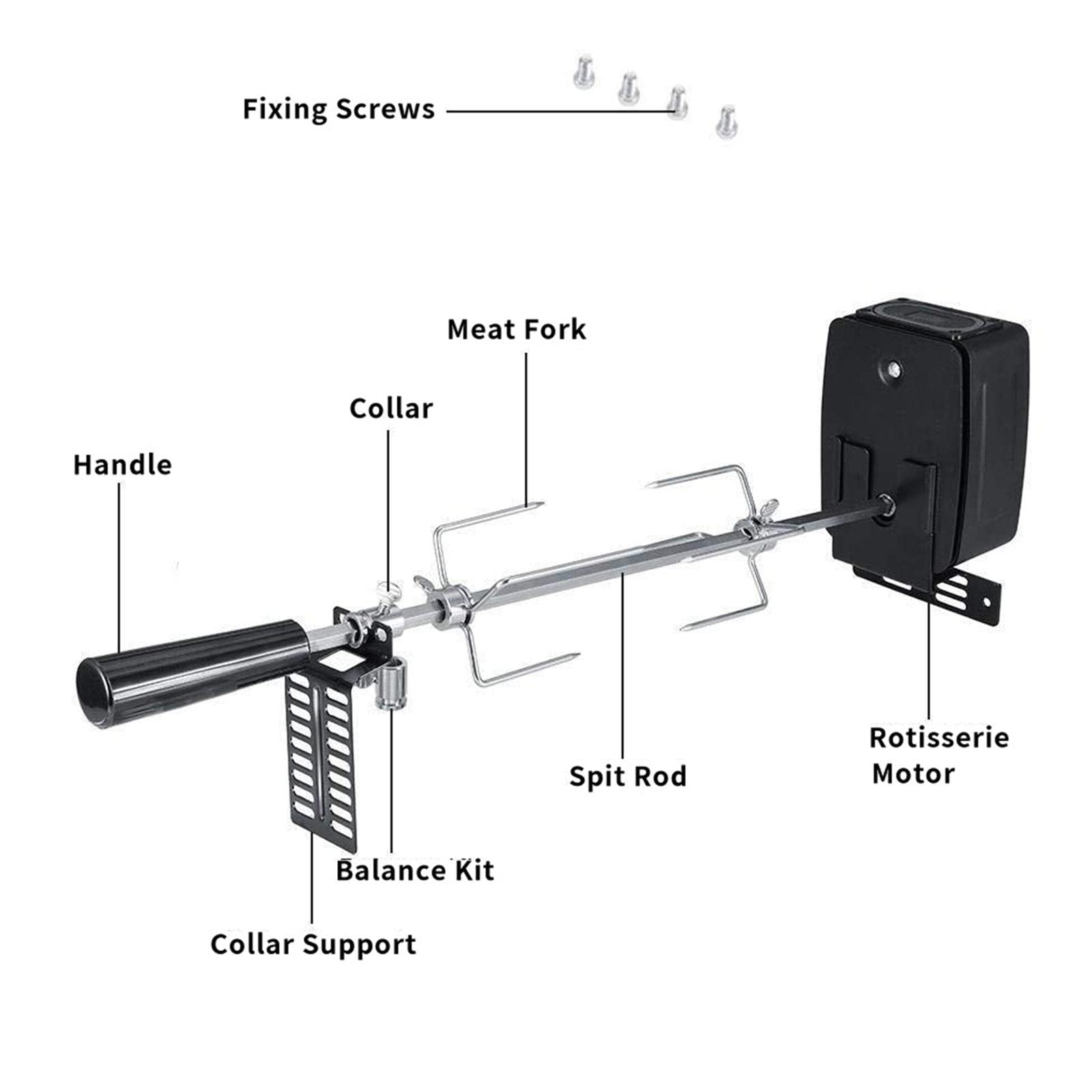 Kit Rôtissoire électrique avec Moteur pour La Maison, Le Camping et Les Accessoires de Plein Air