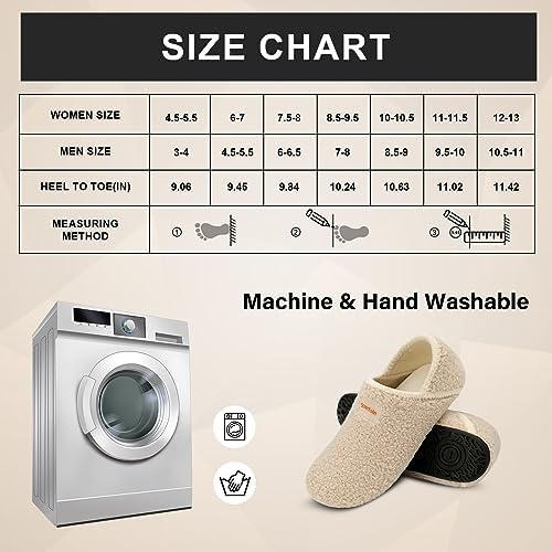 Scurtain Unisex Adults Rubber Sole Slippers Soft and Comfortable Velvet Lining Lightweight House Slippers House Shoes for Women Non-Slip Cozy Sock Shoes Travel Slippers Beige 6-7 W | Image 5