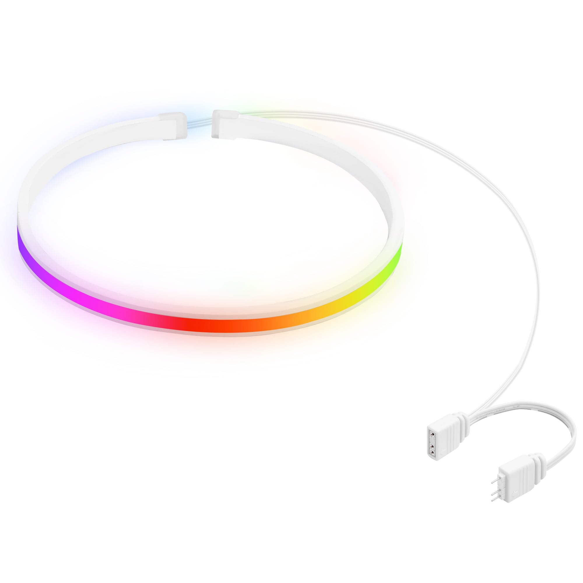 ELFJMZP Addressable RGB LED Strip 50cm, 5V 3Pin White Silicone Light Bar with 10cm Extension, Sync with Motherboard, Self-Adhesive for Gaming PC Chassis