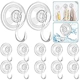 AROIC Suction Cup Hooks, 12 Pack Heavy Duty Vacuum Hooks for Shower, Towel, Kitchen, Bathroom, Glass Wall, Window