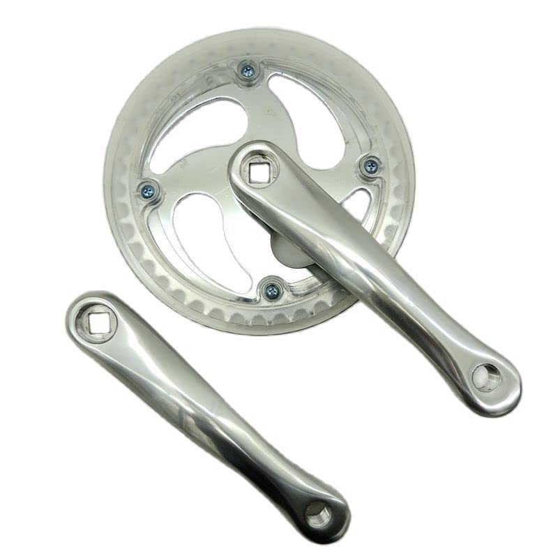 Guarnitura MTB 46T Road Bicycle Grulenkset Single Speed Bike Crank 165mm Pieghevole Bike Sliver a Catena Ruota Ruota Ruota in Alluminio Guarnitura