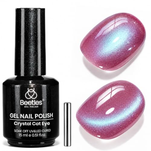 Beetles Lagoon’s Blush Purple Cat Eye Gel Nail Polish, 15ML Purple Cat Eye