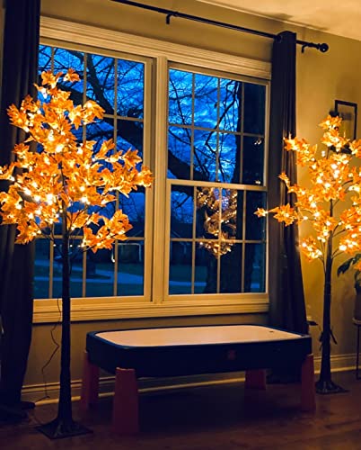 Lightshare 6Ft 120Led Artificial Lighted Maple Tree Warm White Fall Decorations Indoor Ourdoor, Orange #TOP2