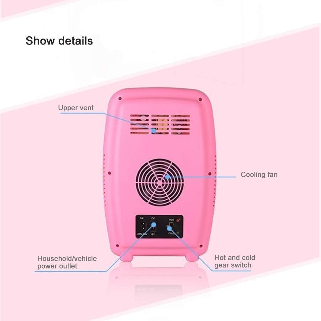 Outdoors Portable Thermoelectric Mini Fridge Cooler and Warmer – Compact 10 Liter AC/DC Food Drink Milk Skincare for Car Travel Dorm Camping Home Office Desk and Bedroom (Color : Pink) (Pink)