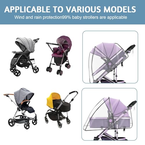 Regenschutz Kinderwagen Universal - Transparentes Regenverdeck mit Zugangsfenster - Schützt vor Regen, Wind und Schmutz - Einfache Montage und Aufbewahrung, Gute Luftzirkulation, Schadstofffrei