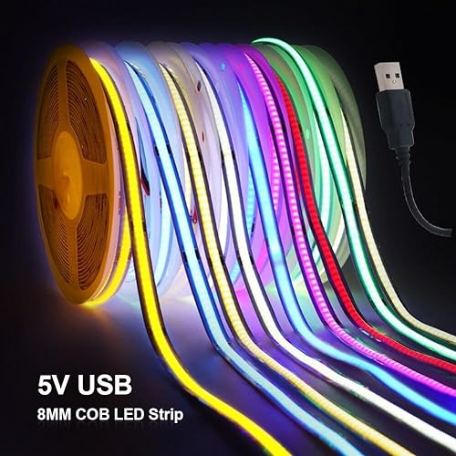 Tira LED COB USB 5V 320 LEDs/m 1 Metro Blanco Cálido miniatura 6