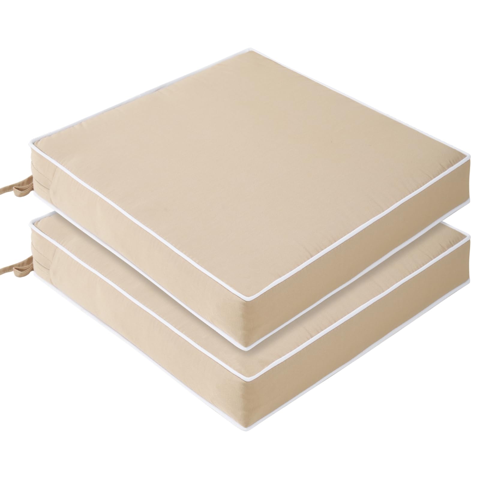 Patio Chair Cushions Set of 2, 19 x 19 Inch Square Corner Chair Seat Cushion, Water-Resistant Outdoor Cushions for Patio Furniture