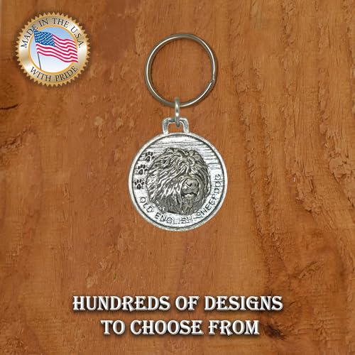 Old English Sheepdog Keychain, Dog, Pewter, D132KC, 1 1/2", 100% Handmade in the USA, Pet, Tag, Metal, Keychain, Key Chain, Key Ring, Key Fob, Gift, Over 90 Dog Keychains 7