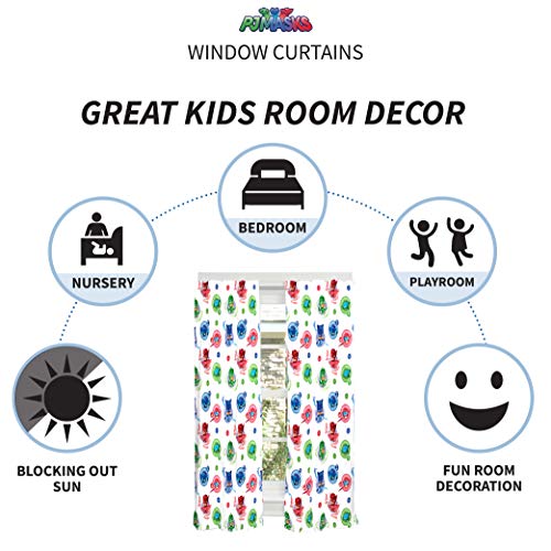 Image of Franco Kids Room Window Curtain Panels Drapes Set, 82 inch x 63 inch, PJ Masks,NU1818