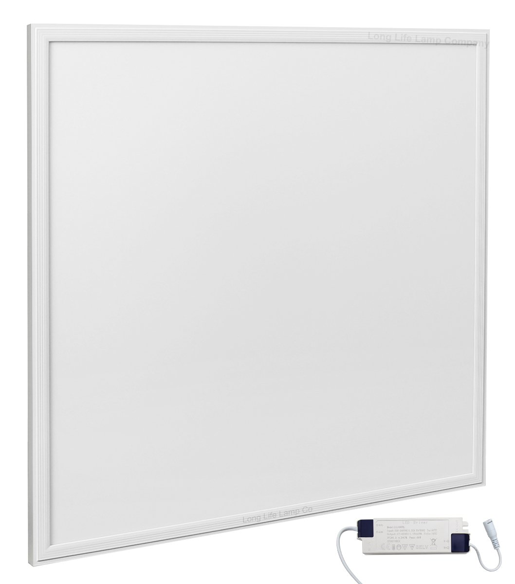 Long Life Lamp Company 48W Cool White LED Ceiling Panel WhiteTrim Flat Tile Panel Downlight 6500k Super Bright 600 x 600