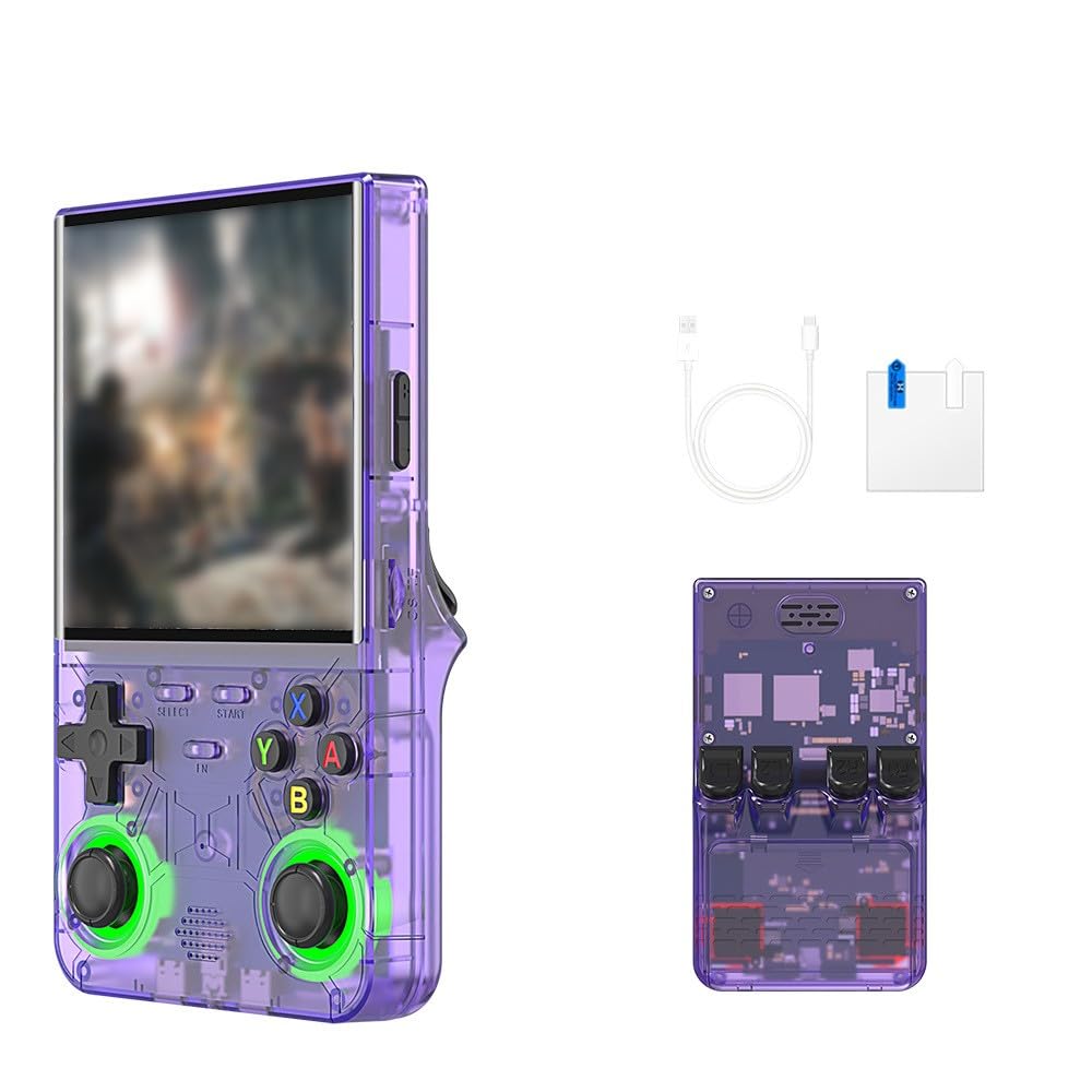 R36 Ultra - Consola de juegos portátil de 128 GB, pantalla HD de 4 pulgadas, dispositivo de juegos retro, reproductor ABS portátil para juegos clásicos, color blanco