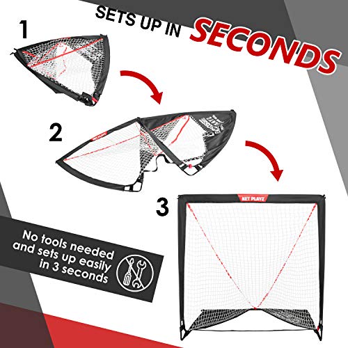 image for NET PLAYZ Kids Lacrosse Goal - Backyard Training, Practice & Exercise 