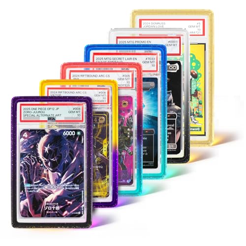 NJQZBS Stackable Slab Guard for PSA 35PT Card Birck 6-Pack TPU Slab Bumper Guard Protector with Transparent UV-Resistant Back Panel for PSA Graded Card Only Gradient Color Glitter Limited Edition