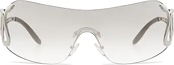 Rimless Y2k Sunglasses for Women Men Trendy Oversized Wrap Around Snake Shades AP3652