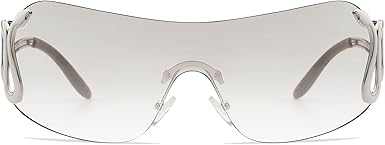 Rimless Y2k Sunglasses for Women Men Trendy Oversized Wrap Around Snake Shades AP3652
