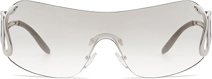 Rimless Y2k Sunglasses for Women Men Trendy Oversized Wrap Around Snake Shades AP3652