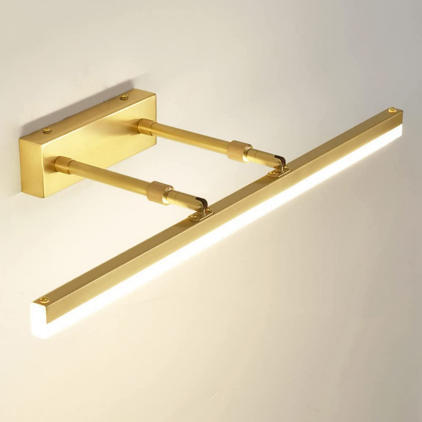 Olskfuh Light Wall Lamp, Mirror Led Brass Mirror Front Lamp Linear Bathroom Fixture, Copper Adjustable Vanity Wall Sconce Mirror Lamps For Bath Washroom Dresser Wall Bedsi,