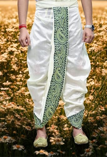 Image of Men's Ready to Wear Pant System MARWADI Embroidered Dhoti for Marriage, Party, Pooja, Festival etc. (GC009)