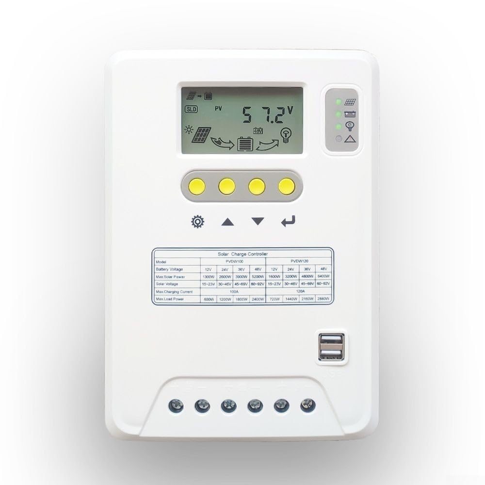 Chargeur solaire 100 A - Boîtier en métal - Protection contre les