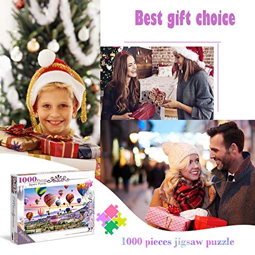 Rompecabezas para adultos de 1000 piezas – Globos aerostáticos | Tamaño final 27,55 x 19,68 pulgadas, cartón reciclado, póster HD 1:1, rompecabezas decorativo familiar, regalos para familia y amigos miniatura 5