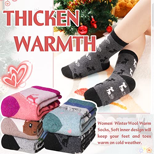 Eyean Women Wool Socks Thickened Winter Cozy Warm Hiking Soft Thermal Boot Crew Socks 5 Pairs2