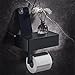 PEALOV Toilettenpapierhalter Schwarz Mit Box,Aufbewahrungsregal Aufbewahrungsbox Spülbarer Wischtuchspender Edelstahl,Wischaufbewahrungshalter Mit Telefonablage Für Badezimmer,Toilettenpapier Halter