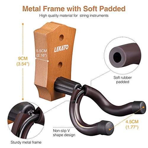 LEKATO Lot de 5 supports muraux en noyer noir pour instruments à cordes, guitares, basses, ukulélé folk, violon… - Les Beatles, Paul McCartney, John Lennon, RIngo Starr, George Harrison LEKATO Lot de 5 supports muraux en noyer noir pour instruments à cordes, guitares, basses, ukulélé folk, violon… – Image 6