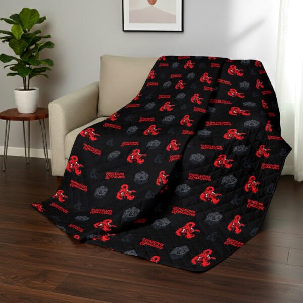 Image of Northwest Dungeons & Dragons NAT D20 Twin Quilted Blanket, Comfy Throw, Soft Lightweight Bedding for Bed, or Couch, 60 x 90 inches