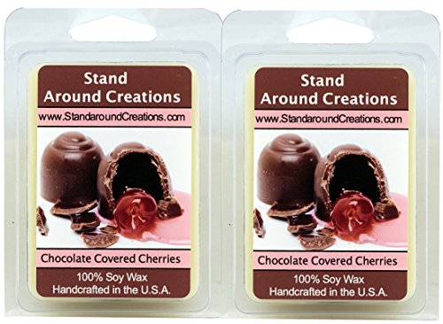 Stand Around Creations 100% Soy Wax Melt Tarts - Set of 2 - Chocolate Covered Cherries: Sweet Maraschino Cherries smothered in Milk Chocolate, w/Touch of French Vanilla.- 3ozs. ea.