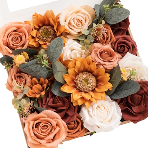 Ling's moment Faux Box with Sunflowers and Eucalyptus