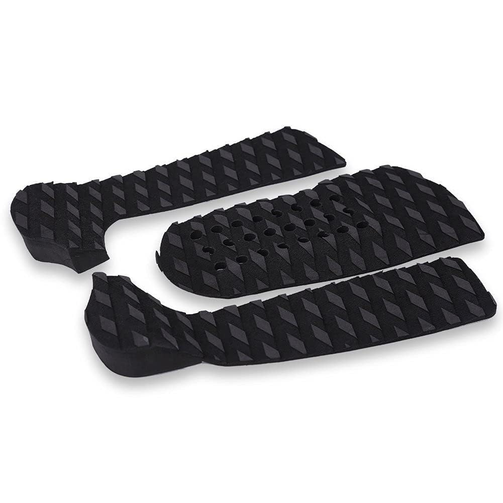 Vbest life 3Pcs Surfboard Traction Pad Antiscivolo Traction Pad Tailpad Deck Grip per Tavole da Surf Skimboard(Nero)