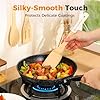 Wooden Spoons for Cooking Bamboo Utensils Set (6 Pieces) - Essential Tools Wooden Spatula & Spoons for Everyday Stirring, Mixing, Flipping & Serving, Gentle on Nonstick Cookware, White #2