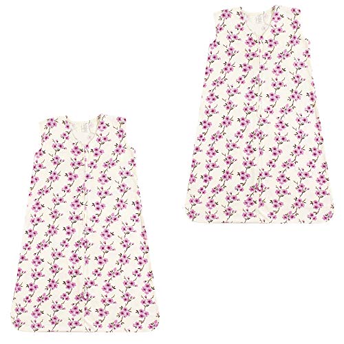 Image of Touched by Nature Baby Organic Cotton Sleeveless Wearable Sleeping Bag, Sack, Blanket, Cherry Blossom 2-Pack, 6-12 Months