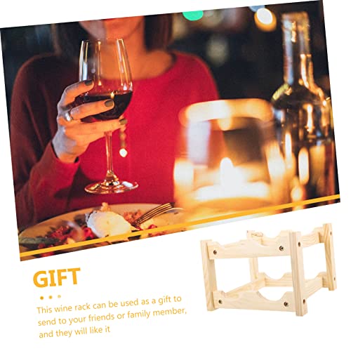 Soporte moderno para botellas de vino de madera natural miniatura 3