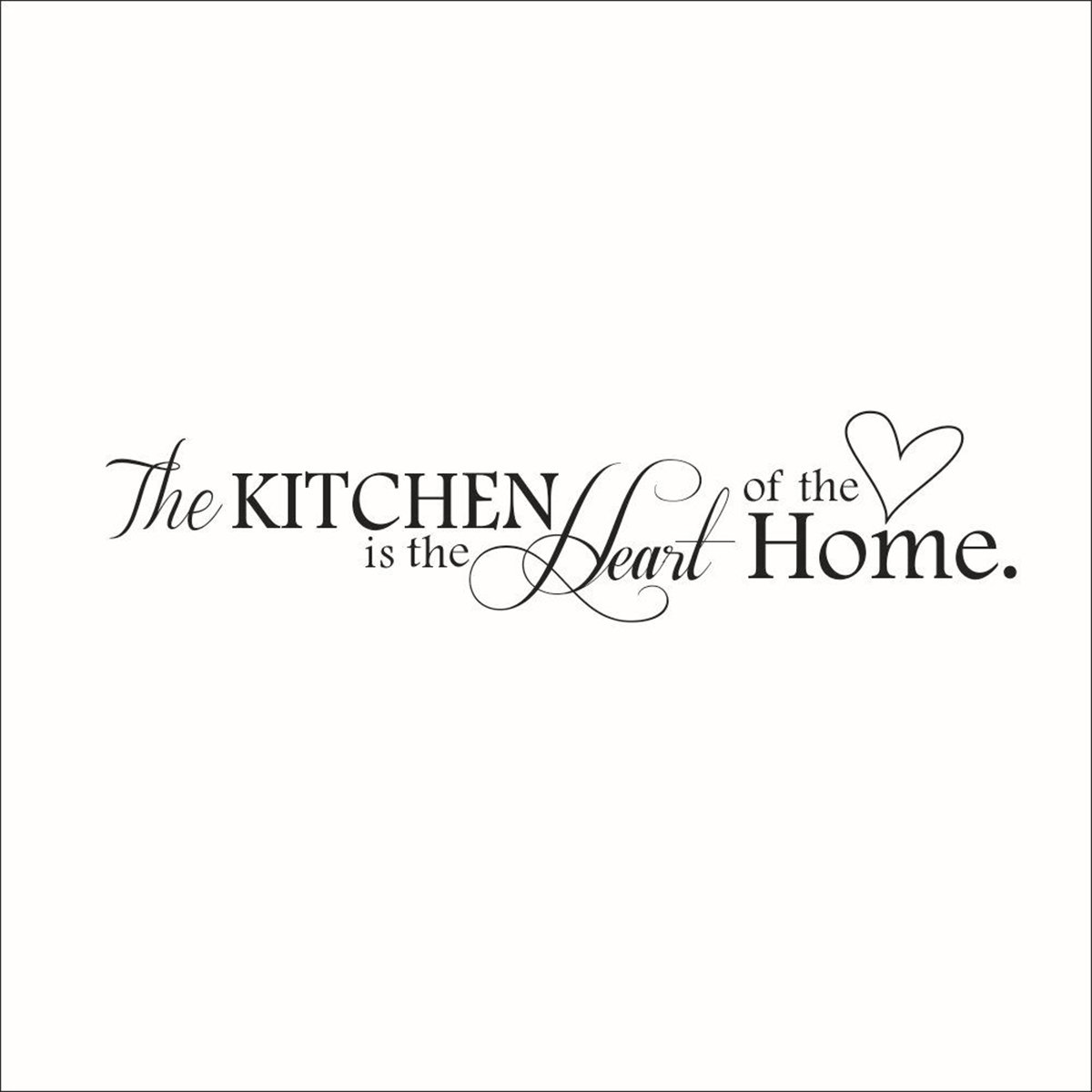 DOITOOL Removable Vinyl Kitchen Wall Sticker 23.62X6.30 Inch Quote Decal the Kitchen is the Heart DIY Decoration Waterproof Reusable