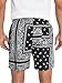 Floerns Men's Boho Paisley Graphic Print Drawstring Waist Essentials Summer Bandana Shorts with Pocket Black & White Paisley Small