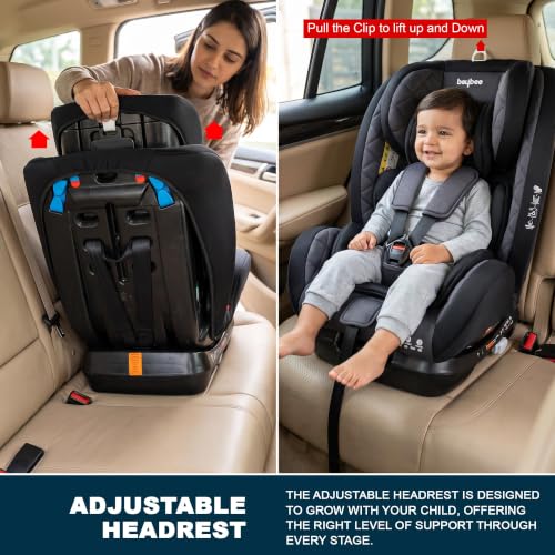 Image of Baybee Convertible Infant Car Seat for Baby 0 to 12 Years with 3 Position Recline, Headrest Height Adjustable | ECE R44 /04 Safety Certified | Travel Baby Car Seat for Toddlers Kids (Black)